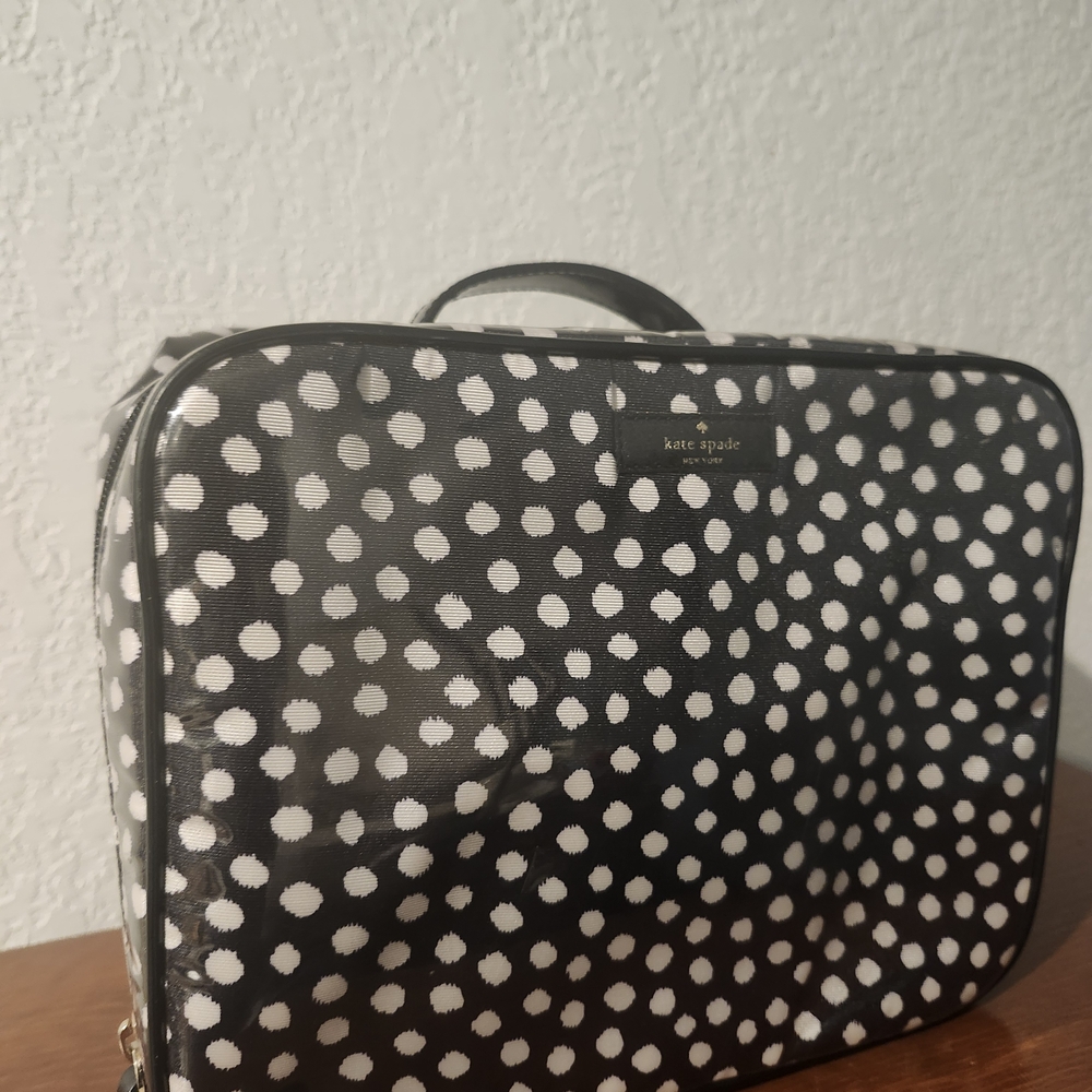 Luxury Spade Brand Black and White Dotted Cosmetic Case